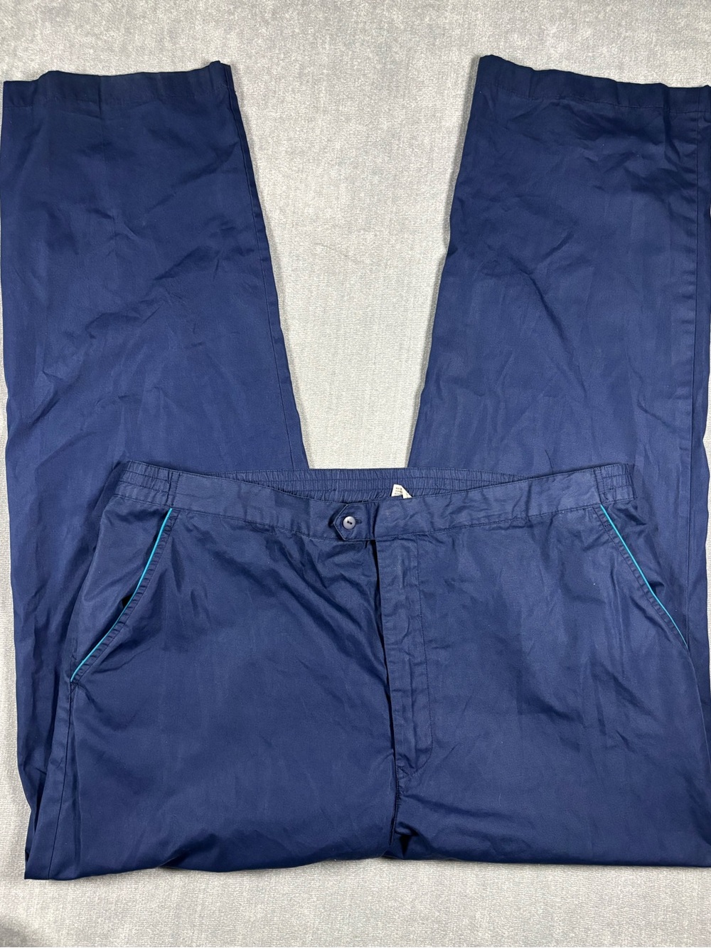 Dior Men's Navy Blue Chinos with Teal Piping
